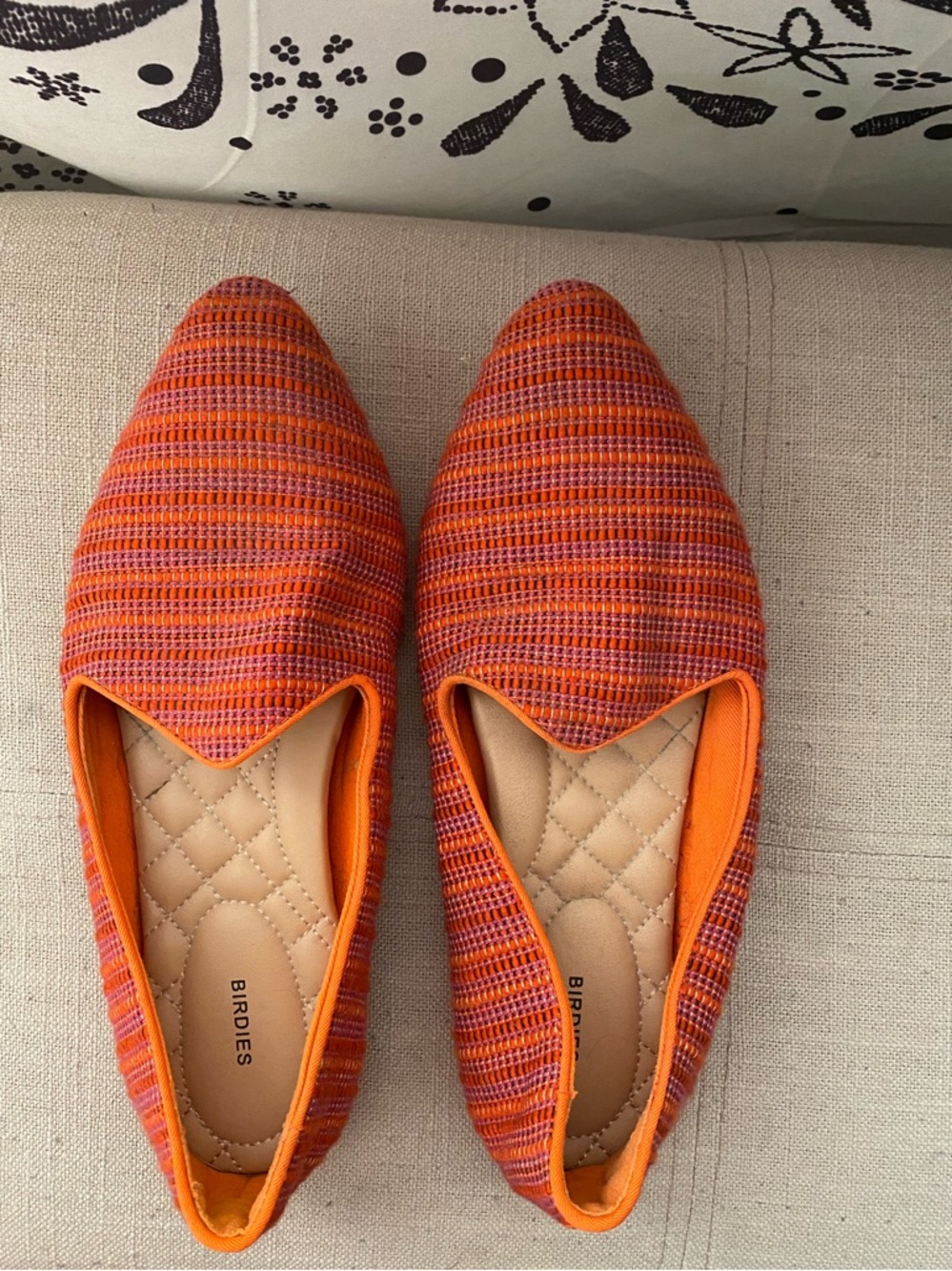 Birdies Orange and Red Woven Pointed-Toe Flats